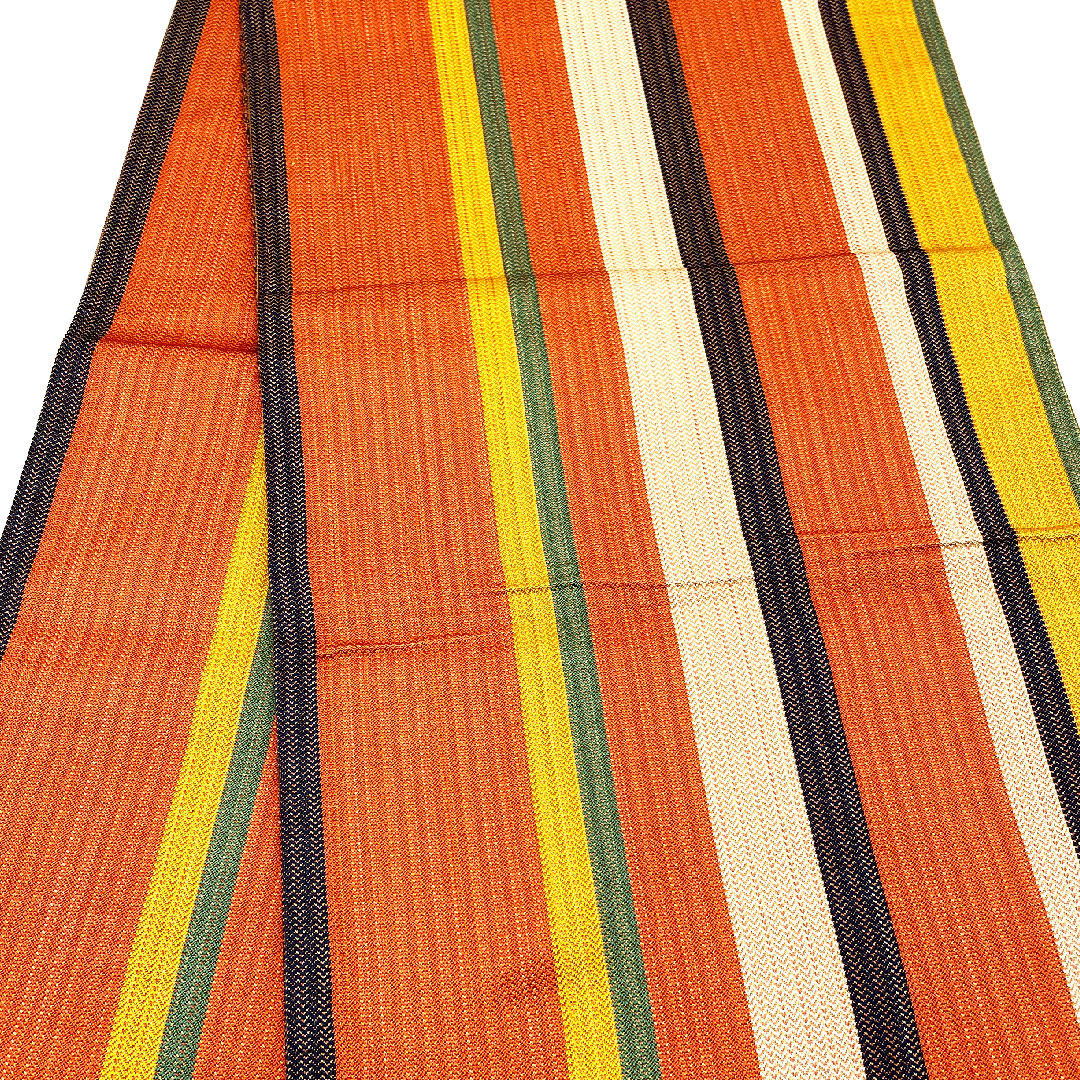 Fukuro Obi Striped Geometric Pattern Length 424cm Pure Silk S Rank Six-way Casual Vermilion 1123001702316