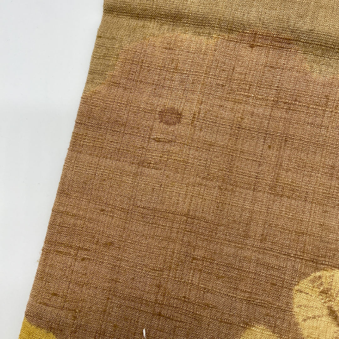 名古屋帯 生紬 雪輪 草葉模様 帯丈373cm 正絹 Sランク 六通 カジュアル 茶系 1124000322314 名古屋仕立て
