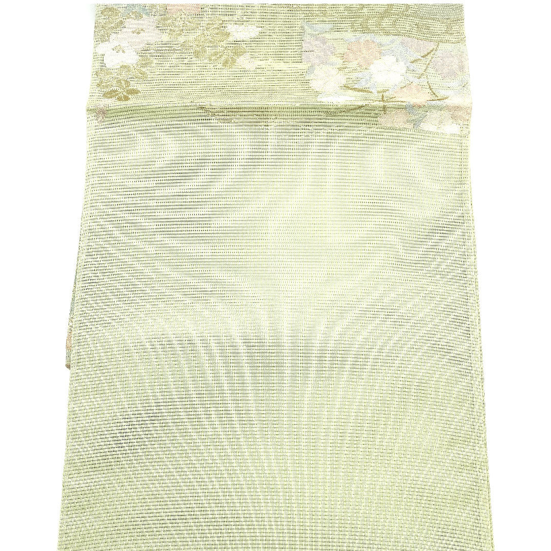 【未仕立】袋帯 正絹 Sランク 西陣まいづる 絽 夏帯 秋草 帯丈442cm 六通 フォーマル 緑系 1123002392319