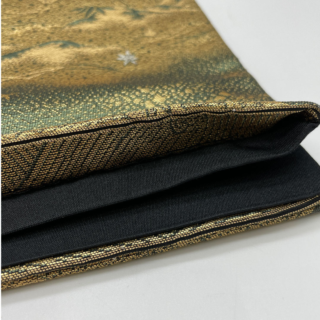 Fukuro Obi (Sleeve Belt) with Landscape Painting, Length 424cm, Pure Silk, A Rank, Six-Ply, Formal, Green, 1123000813319