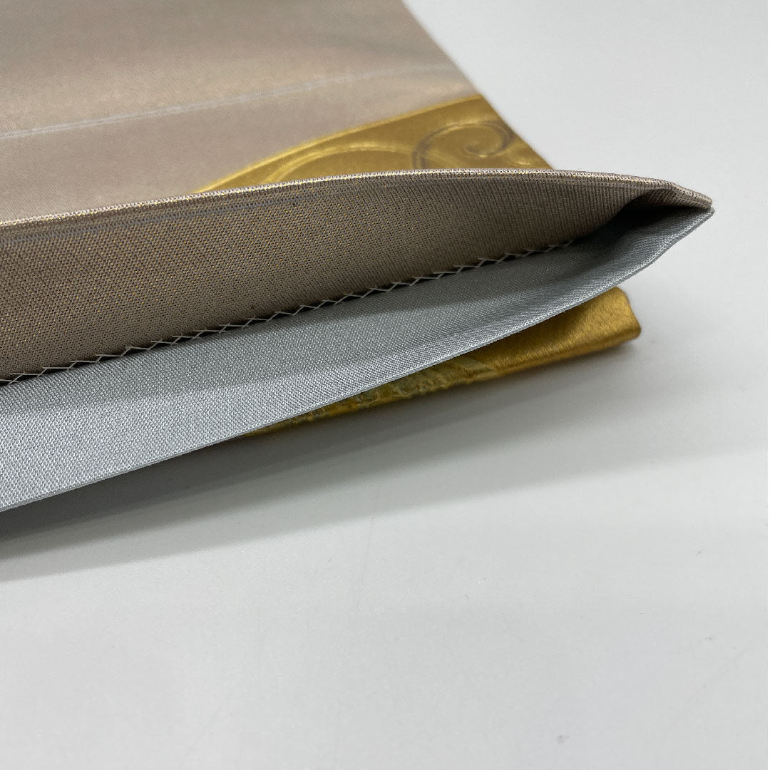 Fukuro-obi (sash) with gold leaf finish, phoenix and mother-of-pearl, obi length 440cm, pure silk, A rank, point pattern, formal, gold, 1123001043321