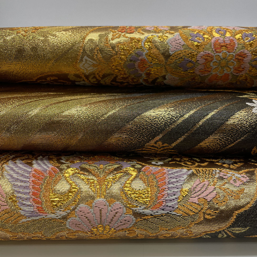 Fukuro Obi, Length 424cm, Pure Silk, A Rank, Six-way, Formal, Gold, 1123000613321