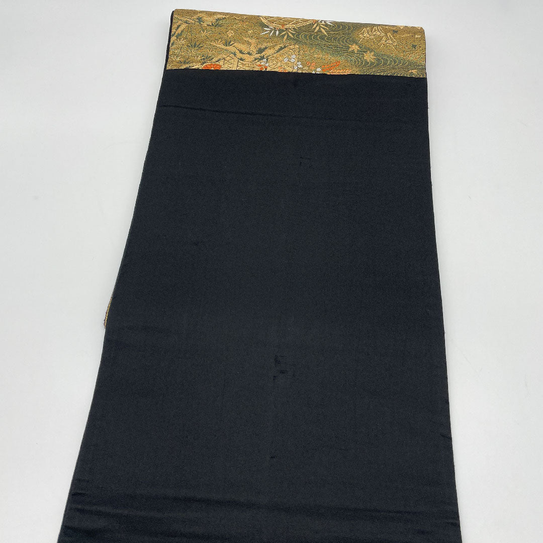 Fukuro Obi (Sleeve Belt) with Landscape Painting, Length 424cm, Pure Silk, A Rank, Six-Ply, Formal, Green, 1123000813319