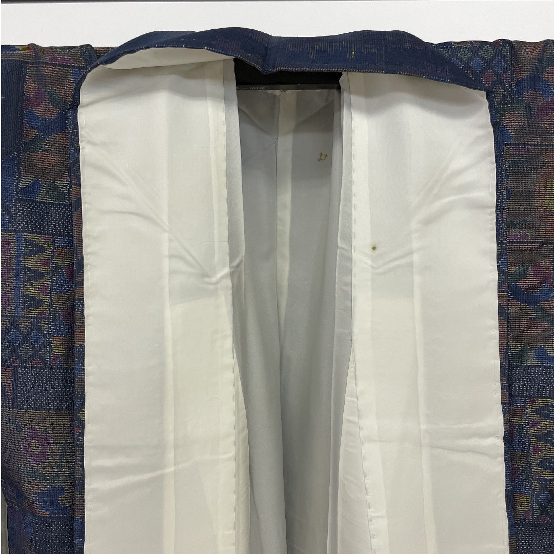 Oshima Tsumugi, Length 158cm, Sleeve length 64.5cm, Original layout, Pure silk, Excellent condition, Awase, Navy blue, 1116000183318