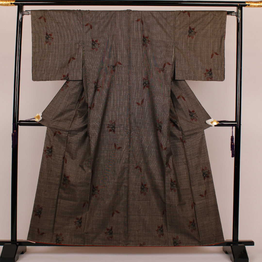 Oshima Tsumugi Length 160cm Sleeve length 66cm Original Pure silk Excellent condition Awase Brown 1116000172314