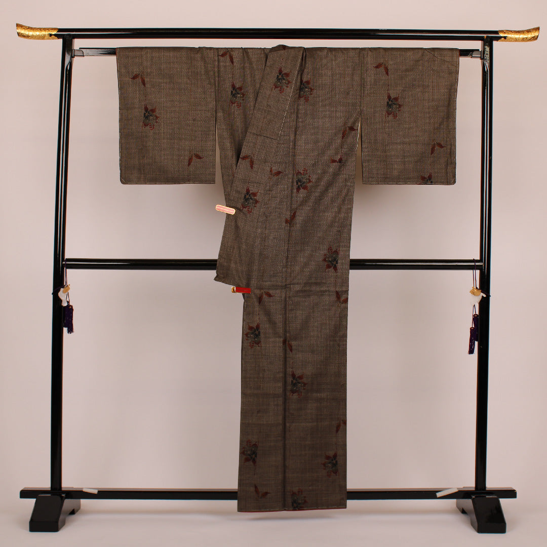 Oshima Tsumugi Length 160cm Sleeve length 66cm Original Pure silk Excellent condition Awase Brown 1116000172314