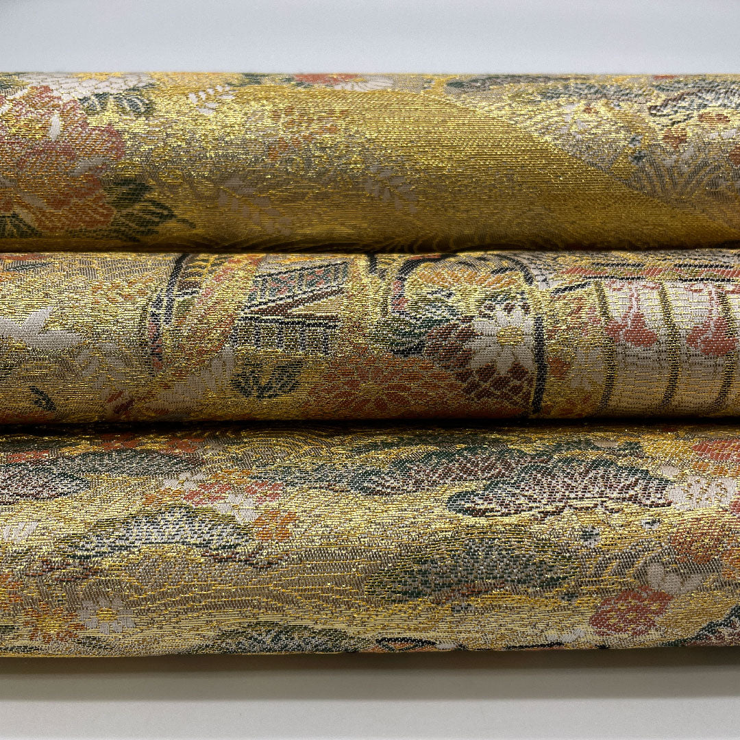 Fukuro Obi, Length 440cm, Pure Silk, S Rank, Six-way, Formal, Gold, 1123000382321