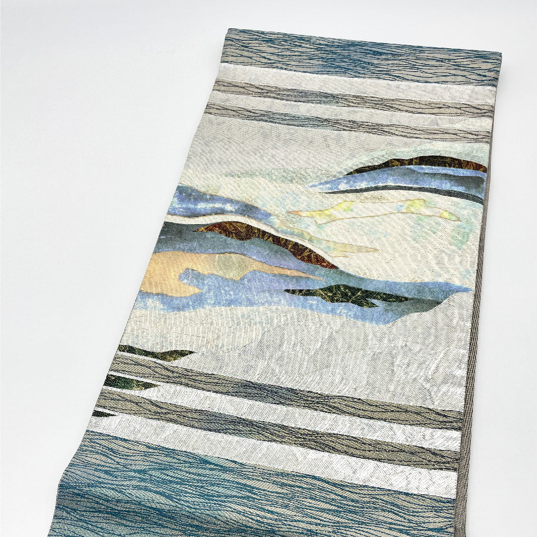 Fukuro Obi, Length 448cm, Pure Silk, S Rank, Point Pattern, Semi-Formal, Blue, 1123000412317