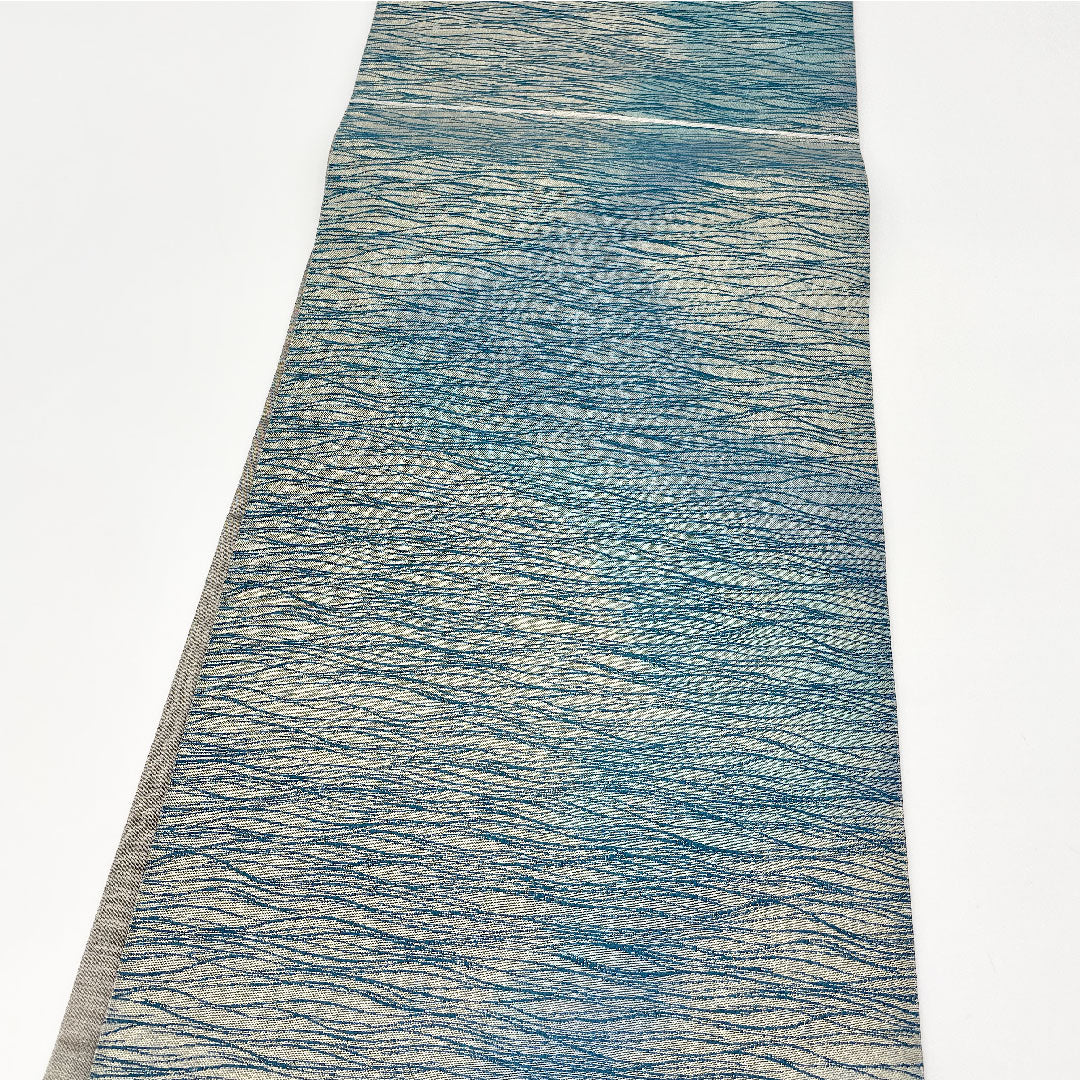 Fukuro Obi, Length 448cm, Pure Silk, S Rank, Point Pattern, Semi-Formal, Blue, 1123000412317