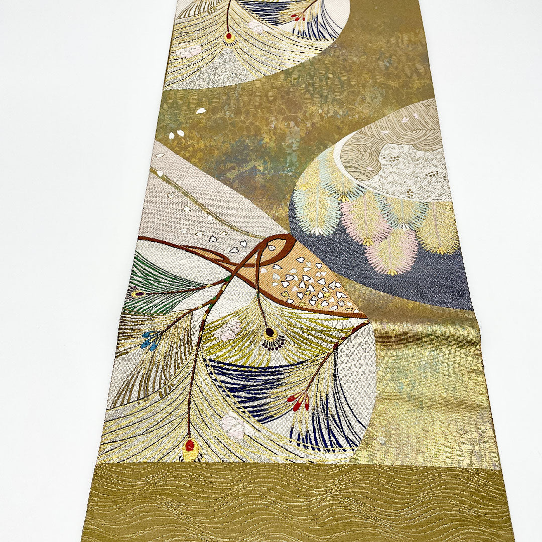 Fukuro Obi, Length 436cm, Pure Silk, S Rank, Six-way, Semi-formal, Gold, 1123000502321
