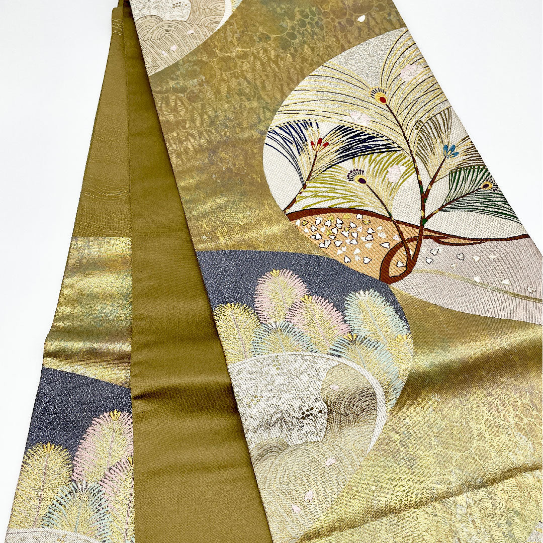 Fukuro Obi, Length 436cm, Pure Silk, S Rank, Six-way, Semi-formal, Gold, 1123000502321