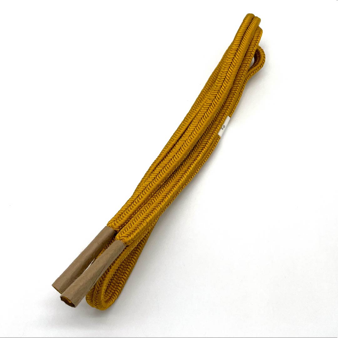 帯締め 正絹 Sランク  黄土色（おうどいろ） 冠組   長さ約157cm 幅約1cm セミフォーマル 黄系 1135006152323