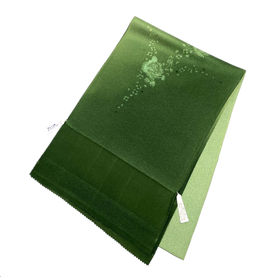 (New old stock) Obiage, pure silk, formal, Oribe color, rose, new old stock, length 178cm, width 29.5cm, S rank, green, 1136000092919