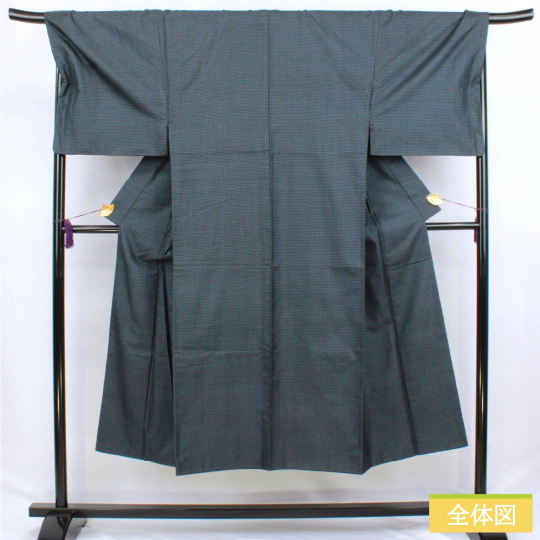 Men's silk S-rank kimono, length 143cm, sleeve length 69cm, Iced brown (ice-colored), Oshima Tsumugi pongee with a tortoiseshell pattern, lined, navy blue, product number 1119001242418
