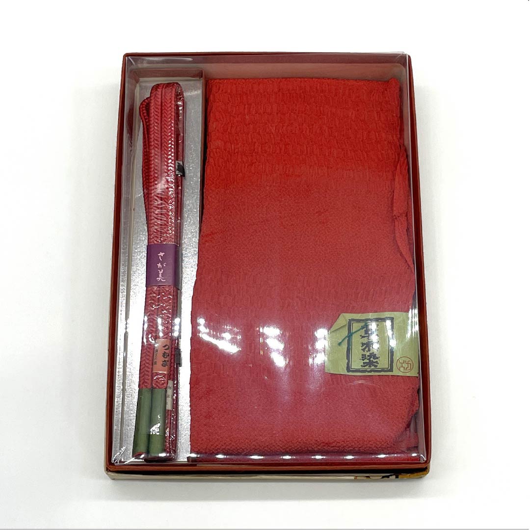 （新古品） 帯締め・帯揚げセット 正絹 NEWランク 赤紅色（あかべにいろ） 草木染め 長さ約159cm 幅約1cm カジュアル 赤系 1141000241312