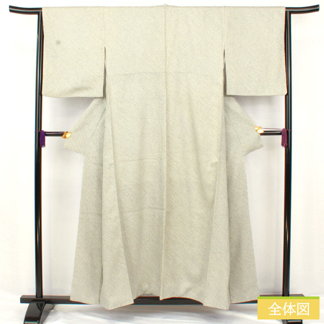 小紋 正絹 身丈155.5cm 裄丈64.5cm 袷 青白磁色（せいはくじいろ） 総絞り 疋田絞り Aランク 水色系 1115004673324