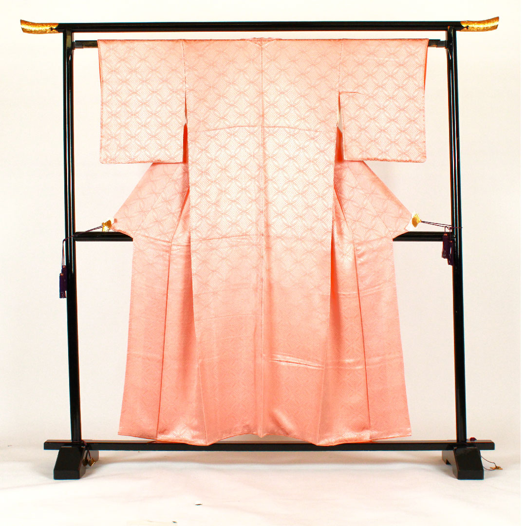 Solid color, Shippo pattern, Length 156.5cm, Sleeve length 63cm, Lined, Pure silk, S rank, Pink, 1114000332313