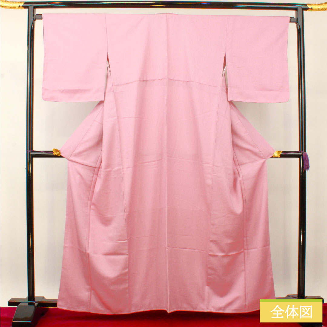 Plain color, polyester, length 162.5cm, sleeve length 67.5cm, faded red (arasomeiro), washable kimono, basting thread included, unused, lined, S rank, purple, 1114001232420