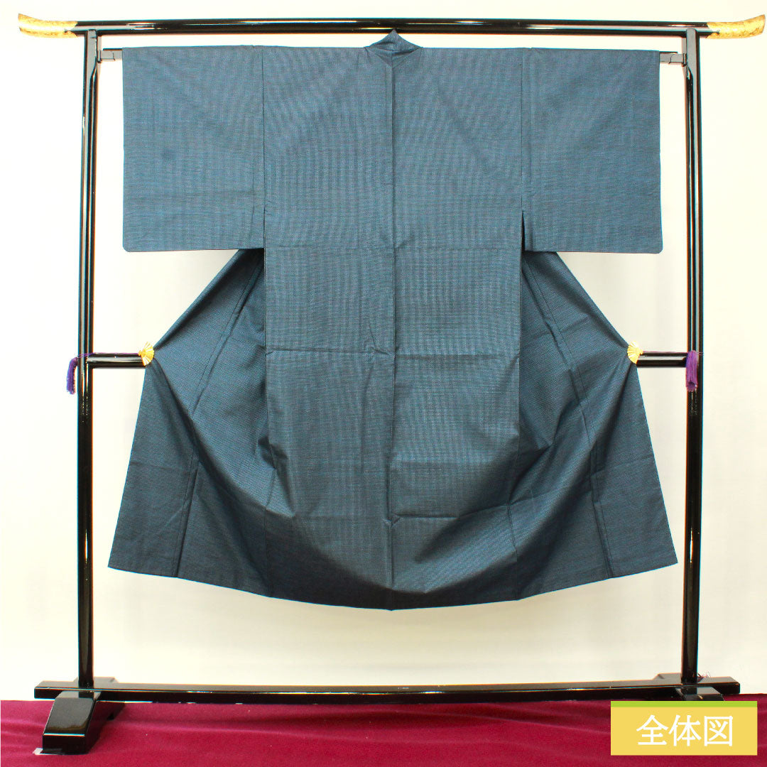 Men's pure silk, length 139.5cm, sleeve length 66.5cm, Oshima Tsumugi 100 tortoiseshell pattern, S rank, lined, navy blue, 1119000812318