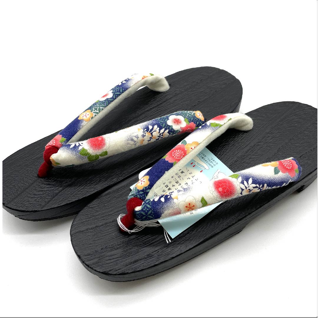 (Brand new, unused) Geta (Japanese clogs) with chrysanthemum, plum, cherry blossom, cloisonne, size XL, black, NEW rank, 1122000971510