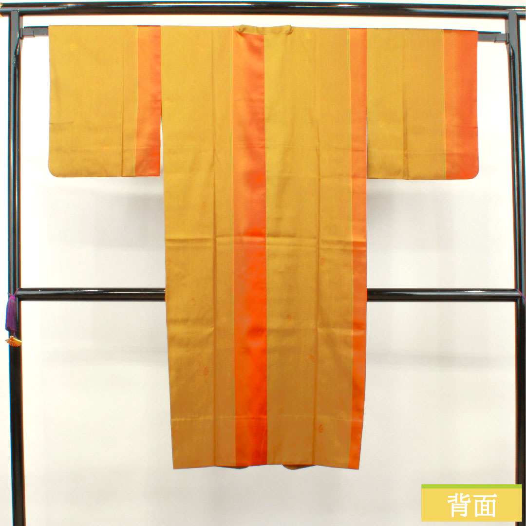道行コート 正絹 身丈122.5cm 裄丈64cm 唐金色（からかねいろ） 抽象模様 Sランク 単衣 黄系 1117001012923