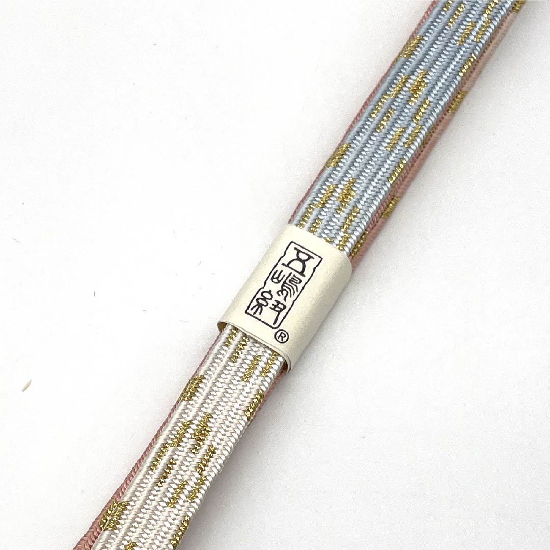 （新古品） 帯締め 正絹 NEWランク 五嶋紐 桃染色（ももそめいろ） 古典柄 手ぐみ 長さ約162cm 幅約1.5cm セミフォーマル ピンク系 1135004831313