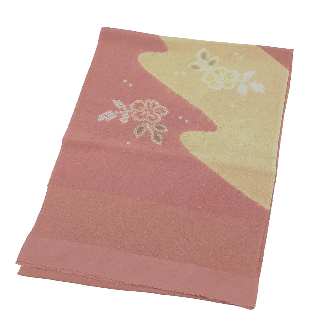 帯揚げ 正絹 Sランク カジュアル 長春色（ちょうしゅんいろ） 絞り 桜 古典柄 長さ約176cm 幅約30cm ピンク系 1136003442913