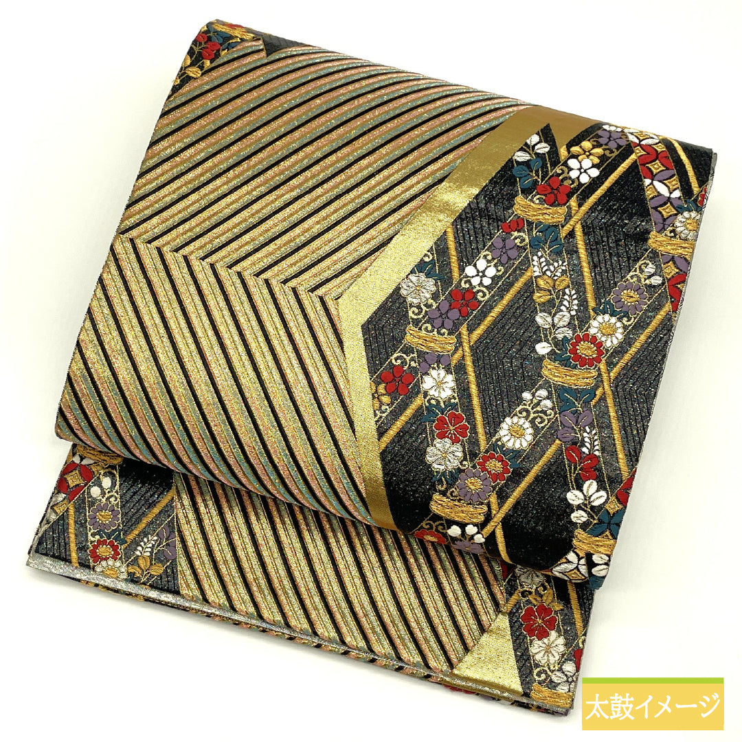 Fukuro obi, pure silk, A rank, abstract pattern, Nishijin-ori, obi length 424cm, rokkaku, formal, gradient, 1123017323399