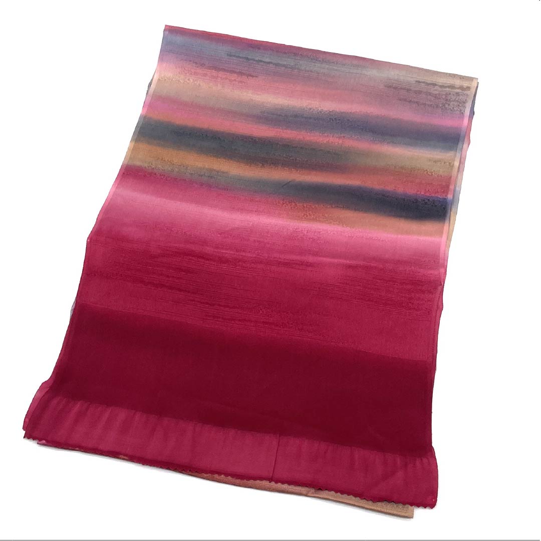 Obiage Silk S-rank Casual Benihibairo (pinkish brown) Kasumi-bokashi Length approx. 174cm Width approx. 29cm Pink 1136004582913
