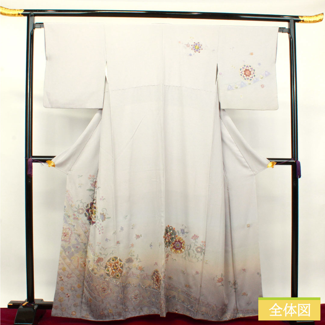 Homongi Pure silk Sleeve length 161.5cm Sleeve length 65cm Silver gray Suzhou embroidery Shantou embroidery Artist's work S rank Gray 1112003342422