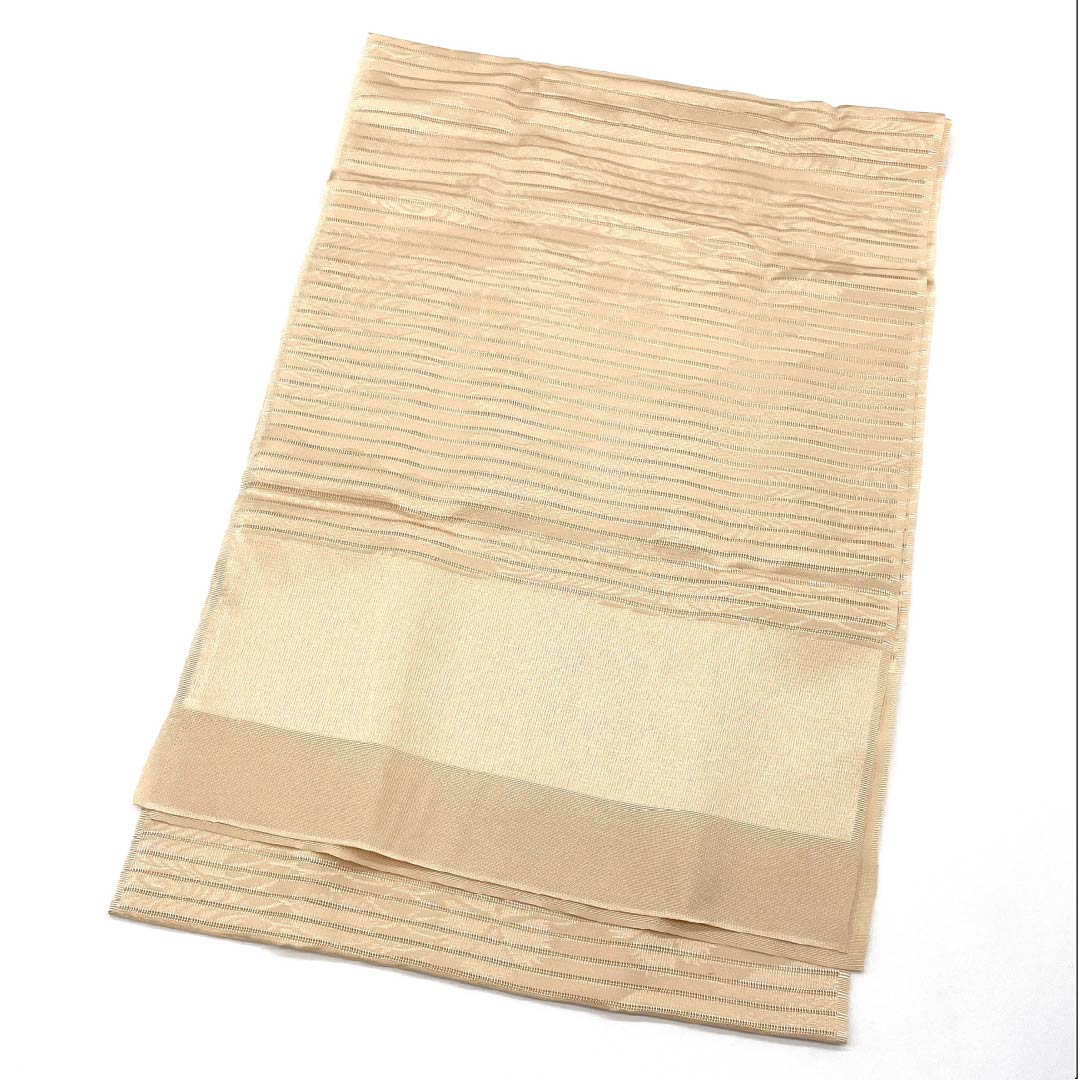 Semi-formal silk obiage (sash sash), light-colored (usunikuiro) pongee, summer wear, pink (nadeshiko) pattern, approximately 176cm long and 30cm wide, S rank, beige, product number 1136000682925