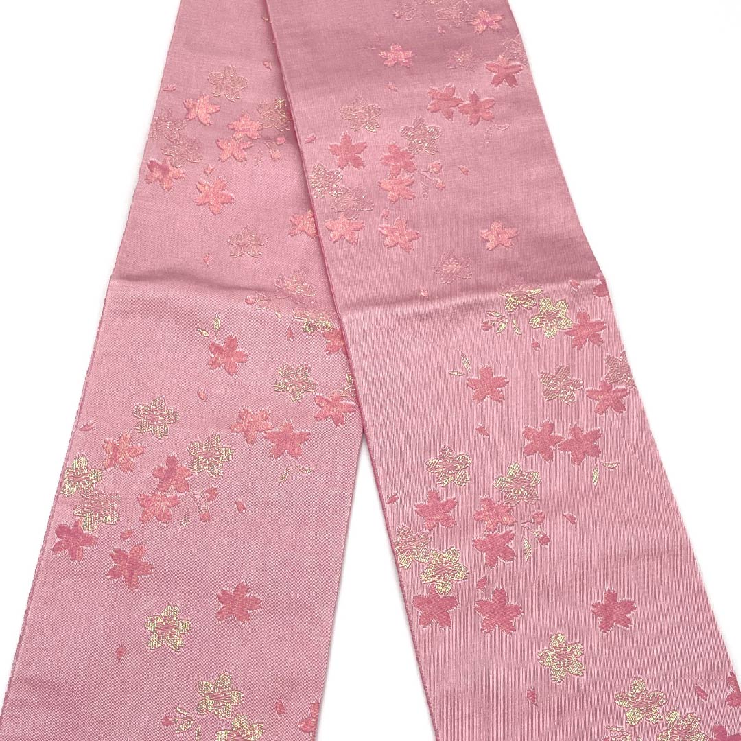 半幅帯 ポリエステル 桃色（ももいろ） anan 桜 浴衣用 帯丈358cm ピンク系 Sランク 1125002202313