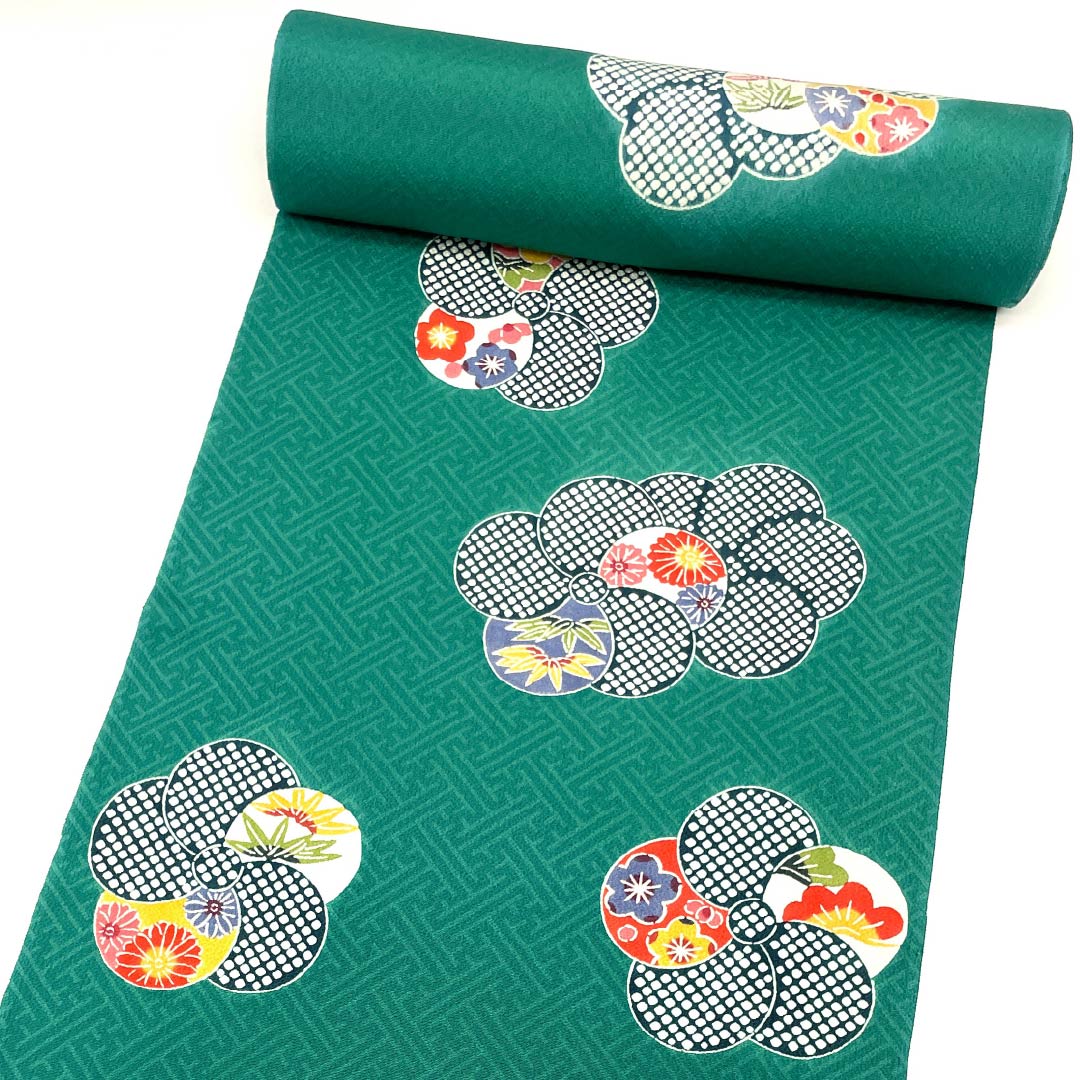 Fabric for small pattern, pure silk, duck color, Hama Chirimen, Kuriyama Yoshisaburo, Kyoto Bingata, new rank, green, 1130001201919