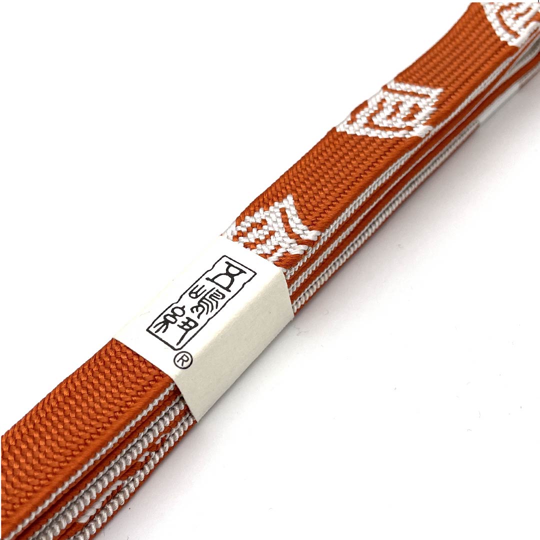 （新古品） 帯締め 正絹 四分紐 鉛丹色（えんたんいろ） 五嶋紐 江戸組紐 新古品 長さ約162cm 幅約1.7cm カジュアル Sランク 橙系 1135002952326