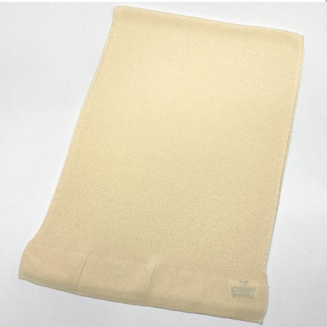 (New old stock) Formal obiage, pure silk, koji-iro (koji-iro), crepe, plain, for furisode, length approx. 164cm, width approx. 27cm, S rank, cream color, 1136000082915
