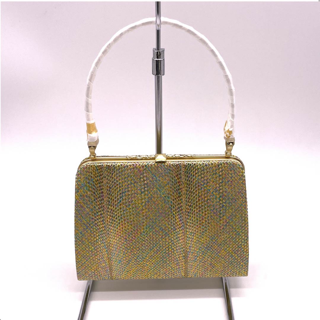 Formal Japanese style bag, gold, geometric pattern, classic design, for Tomesode, gold, S rank, 113900028221