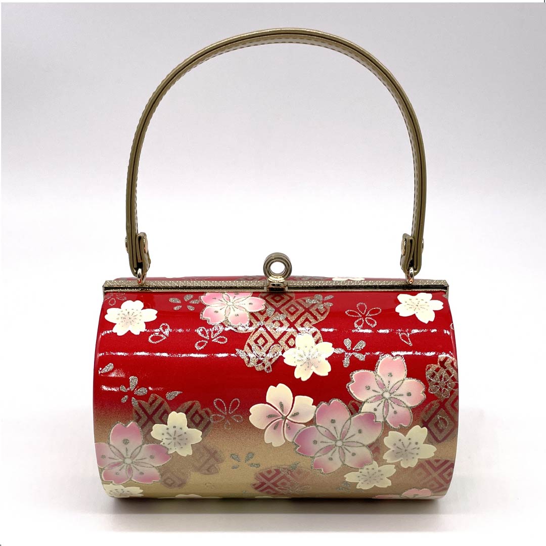 Formal Japanese style bag, Torukoakairo (Torukoakairo), cherry blossom, floral pattern, for long-sleeved kimono, red, S rank, 113900023212