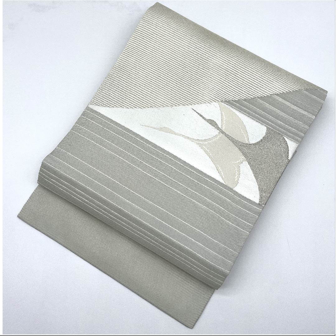 Nagoya obi, Unohana color, summer obi, silk, abstract pattern, obi length 362.5cm, pure silk, A rank, point pattern, semi-formal, gray, 1124004153322, Nagoya style