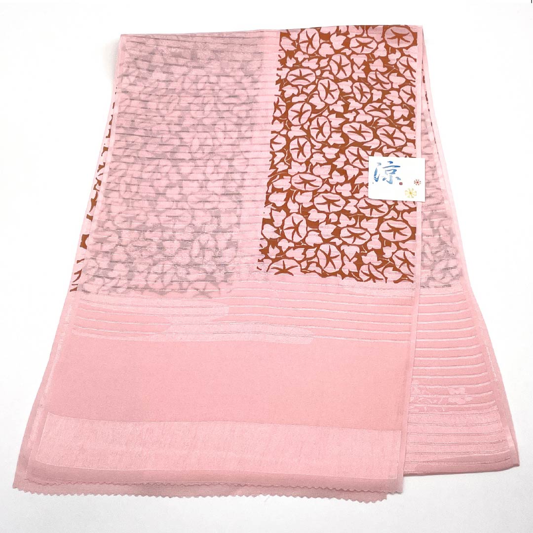 (New) Obiage, pure silk, semi-formal, pink, summer, morning glory, length 174cm, width 28.5cm, new rank, pink, 1136000831913