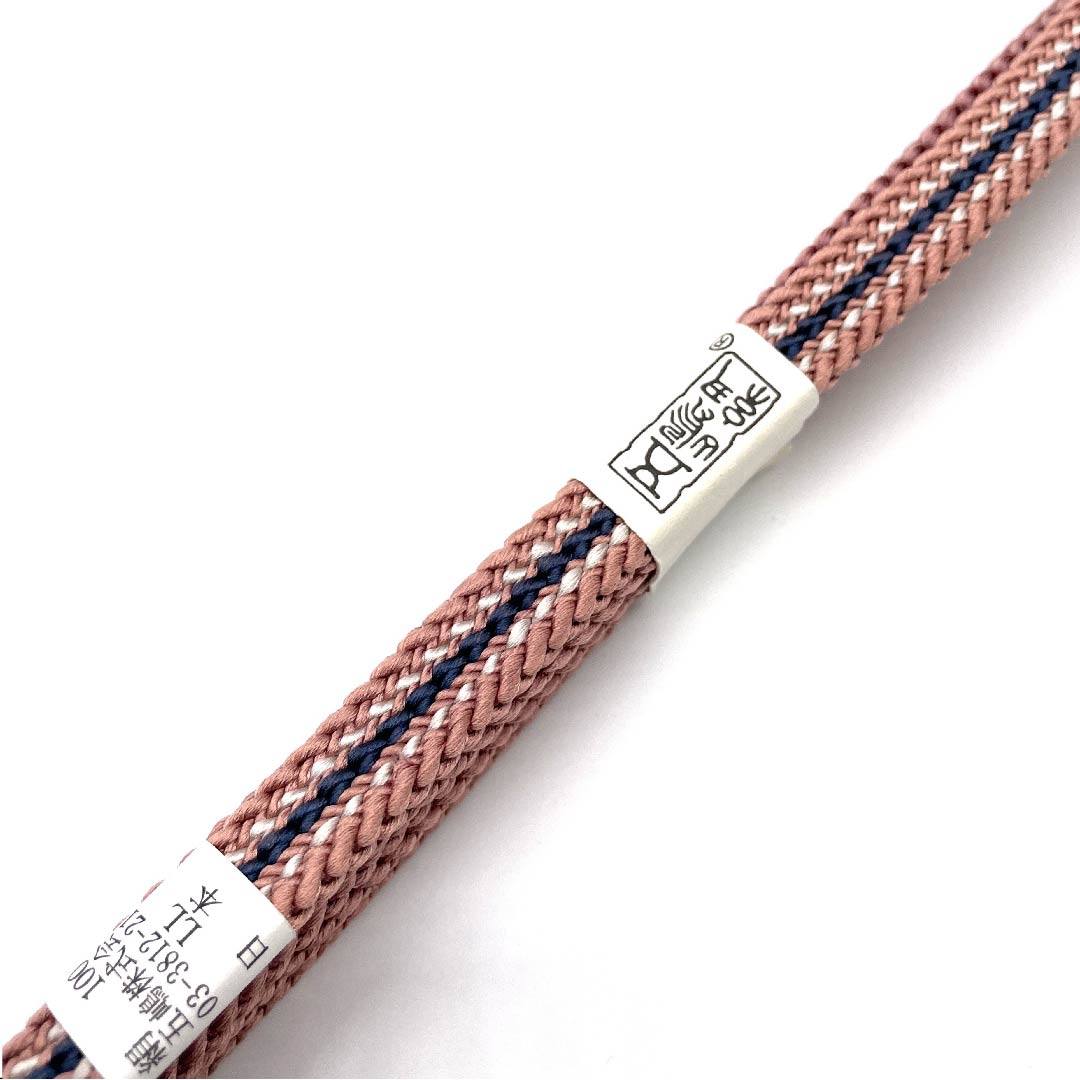 (New old stock) Silk obijime, quarter-length cord, Akebono color, Goshima cord, Edo braid, long, length approx. 175cm, width approx. 1cm, casual, A rank, pink, 1135001363913