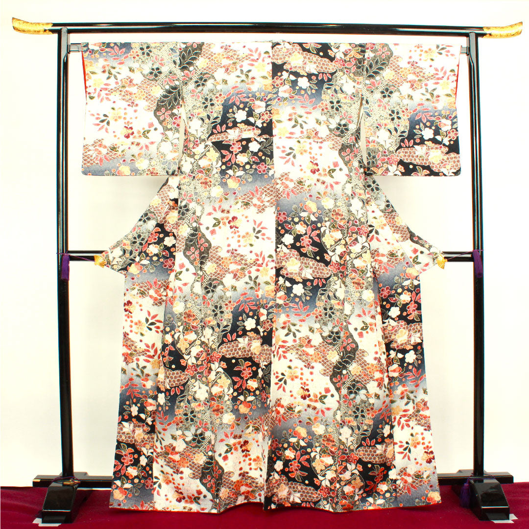 小紋 身丈164cm 裄丈66cm 袷  辻ヶ花  正絹 Sランク グラデ 1115003152499