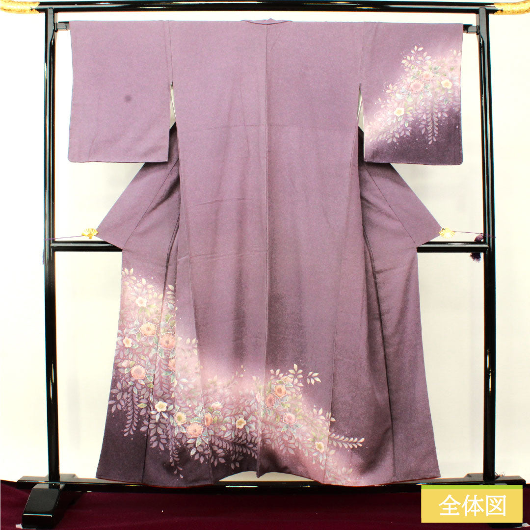 訪問着 正絹 袷 身丈154.5cm 裄丈67cm 滅紫色（けしむらさきいろ） 辻ヶ花 Aランク 紫系 1112004753220