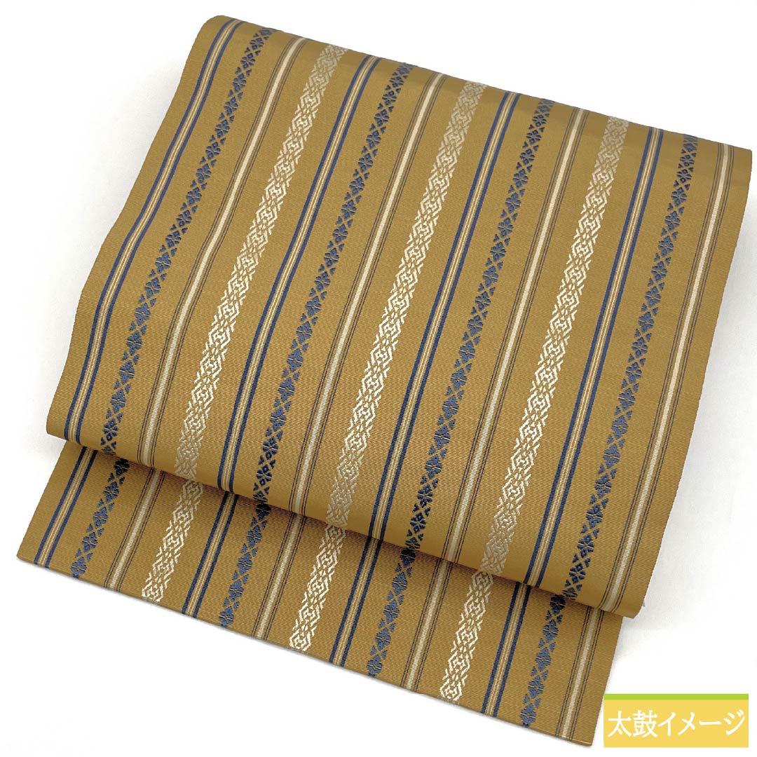 Nagoya Obi, Pure Silk, S-Rank, Straw-Colored, Hakata-Weave, Kenjo Pattern, 365cm Long, Full Length, Casual, Beige, Item Number: 1124009432325, Nagoya Style