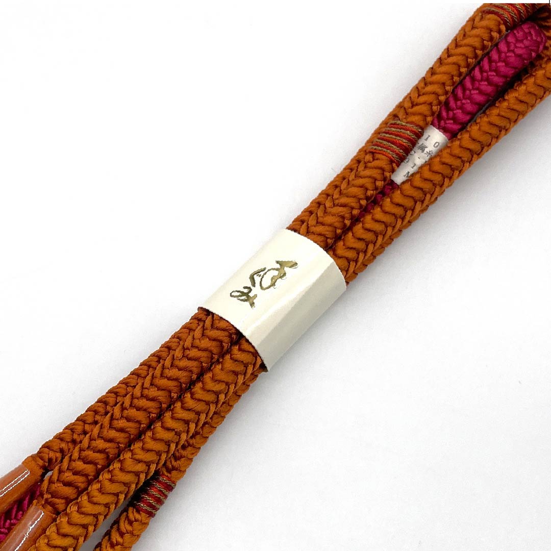 (Like new) Silk Obi-jime (sash band) in ochre, new condition, round braid, approximately 169.5cm long and 1cm wide, casual, brown, product number 1135004321314
