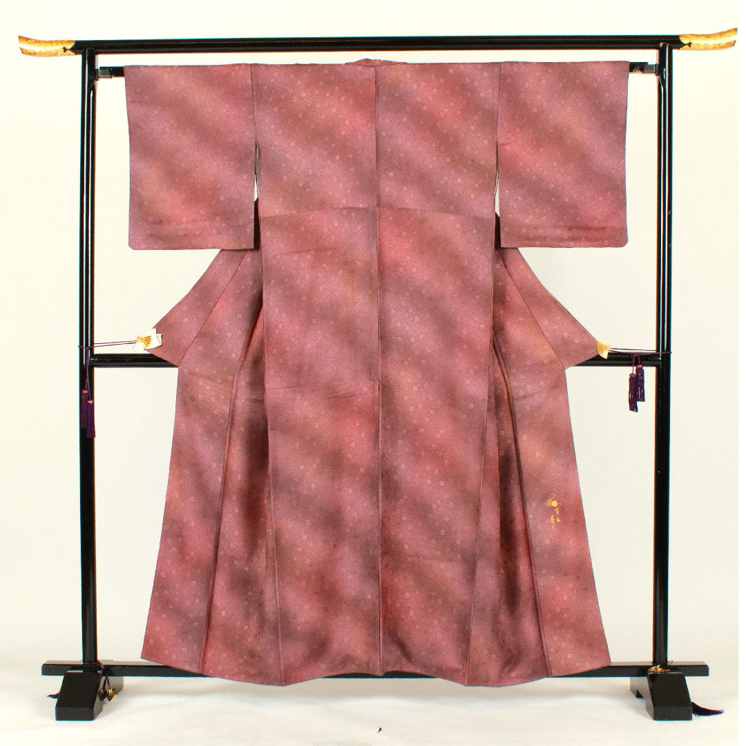 Plain color, vegetable dyed, Tango crepe, bell, length 160cm, sleeve length 65cm, lined, pure silk, S rank, purple, 1114000472420