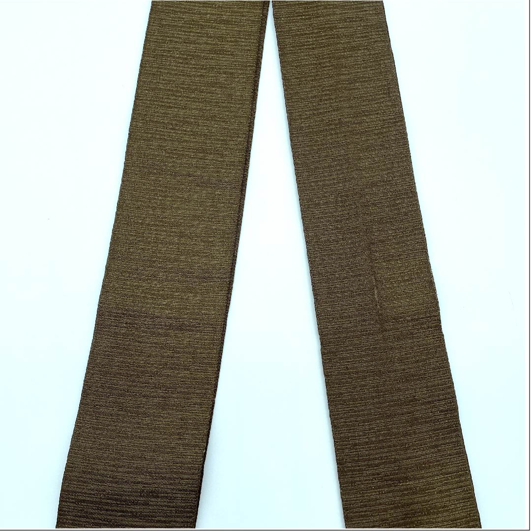 （未仕立）角帯 正絹 苦色（にがいろ） 幾何学模様 帯丈368cm 幅9cm Aランク 茶系 1134000253914