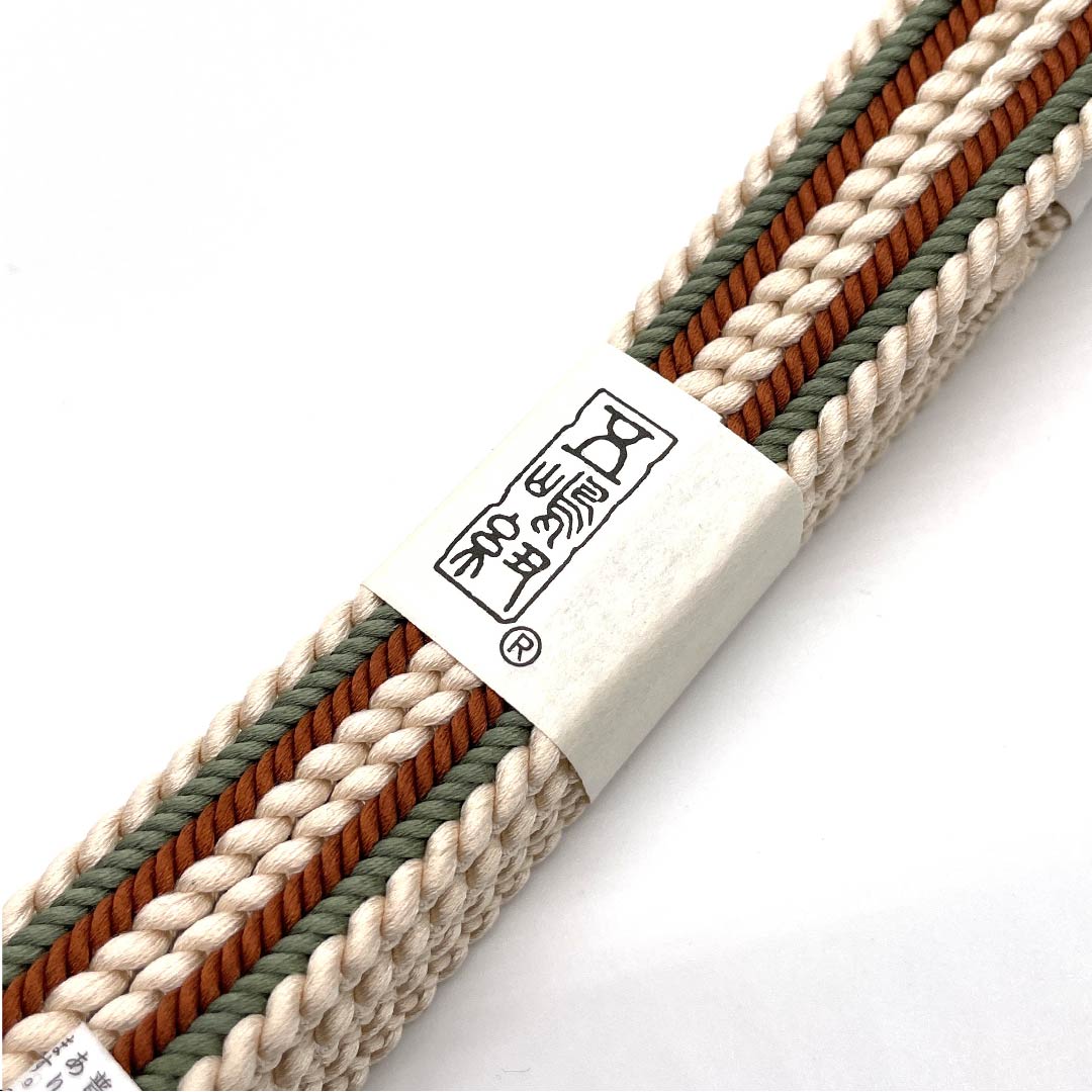 （新古品）帯締め 正絹 四分紐 砥粉色（とのこいろ）五嶋紐 江戸組紐 長尺 長さ約175cm 幅約1cm カジュアル Sランク クリーム系 1135001392915