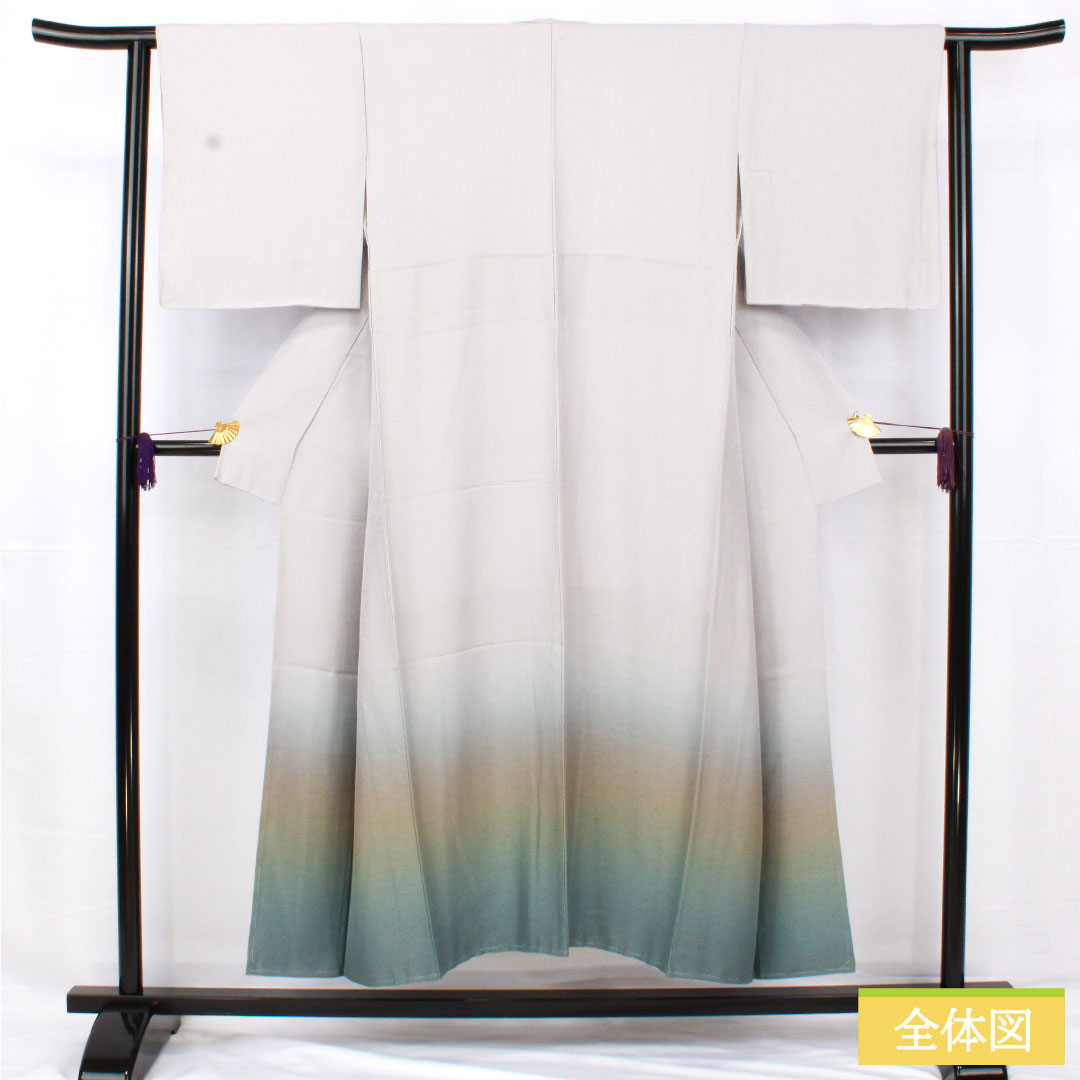 Plain color, pure silk, length 148cm, sleeve length 62.5cm, snow color, blurred pattern, basting thread included, pearl tone finish, lined, A rank, gray 1114001693122