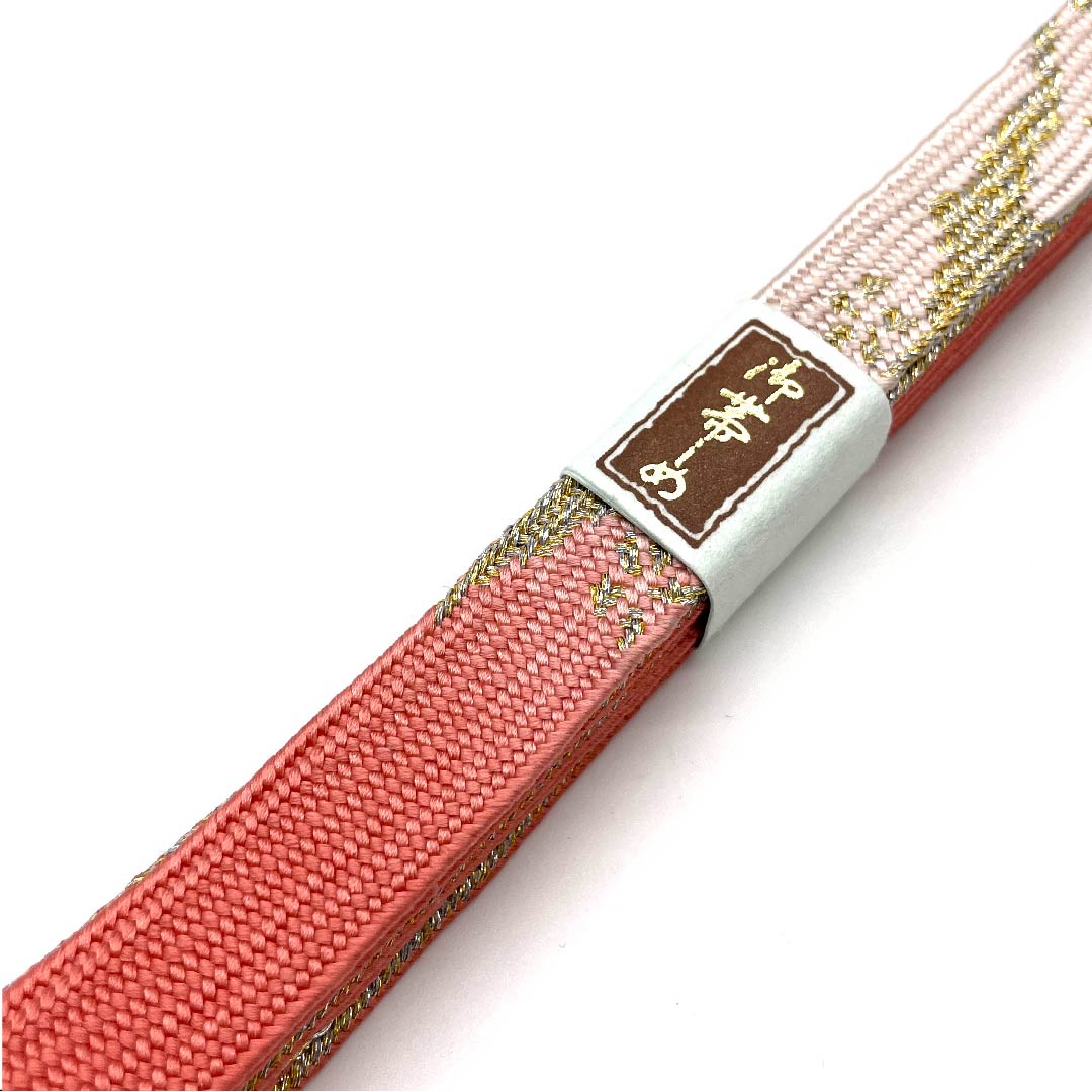 (New old stock) Obijime (belt sash) made of pure silk, quarter-length string, plum-colored (koubaiiro), with metal thread, new old stock, length approx. 162cm, width approx. 1.5cm, semi-formal, S rank, pink, 1135001852913