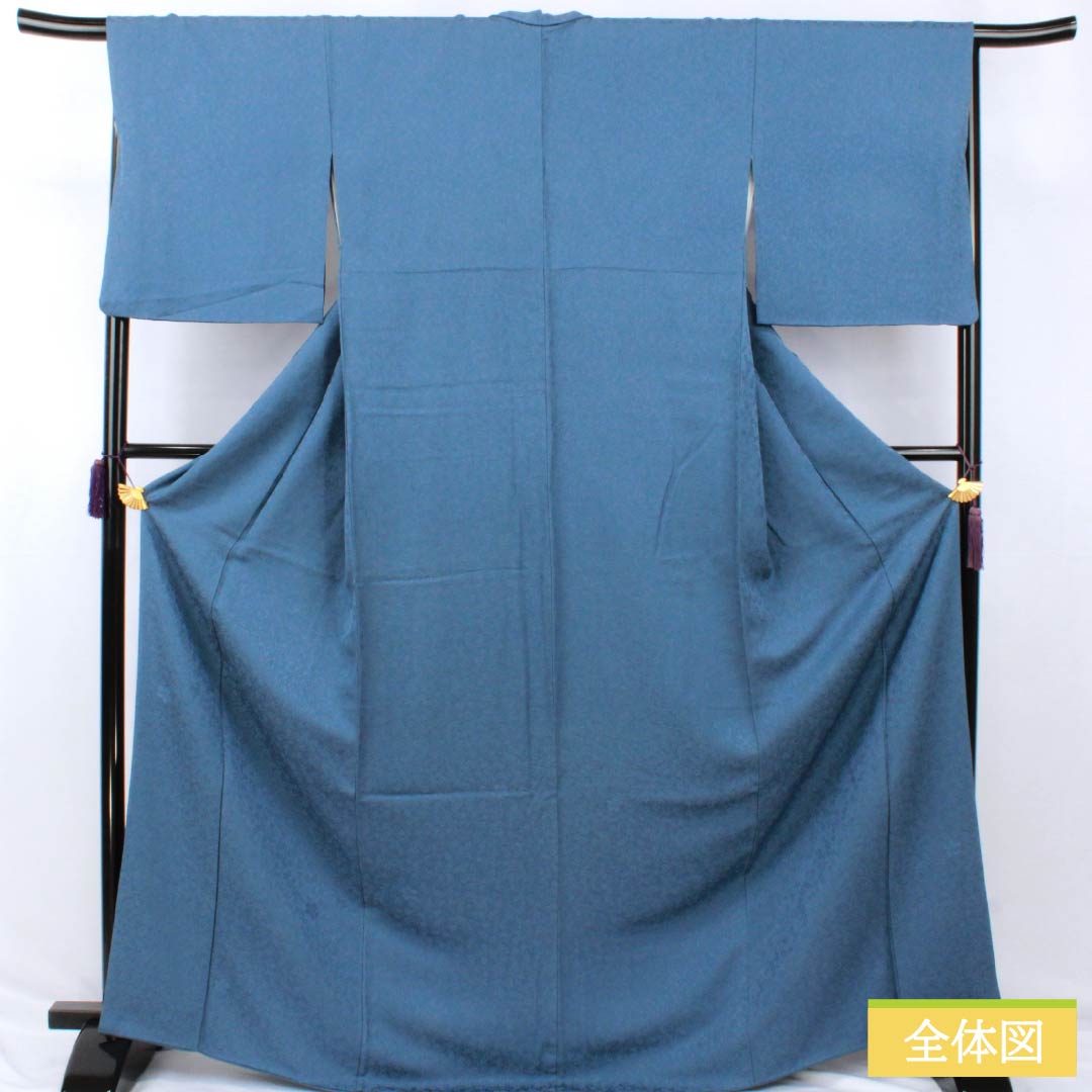 Solid-colored silk kimono, Grade A, length 169.5cm, sleeve length 67cm, deep indigo (Kokifutaaiiro) color, Saiyumeji, pearl-tone finish, lined, blue-based, product number 1114002493517